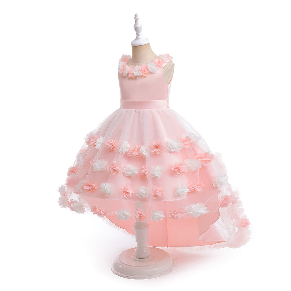 Girls' Cosplay Dress With Dramatic Floral Tulle Train