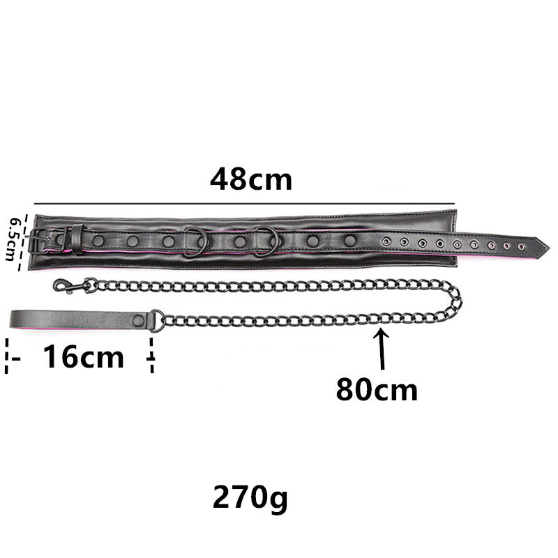 Padded BDSM Collar and Chain Leash Cosplay Set for Adults