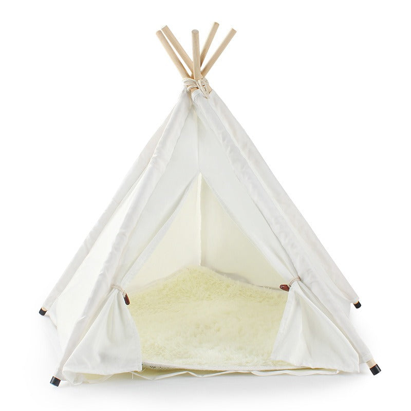 Pet Teepee Bed with Plush Mat for Cozy Indoor Naps