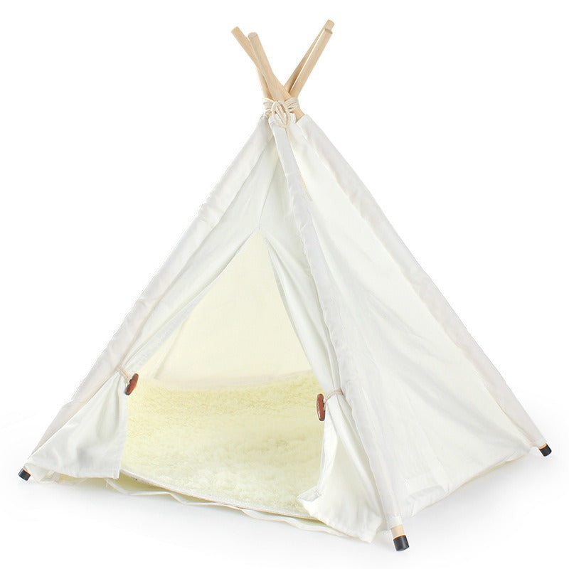 Pet Teepee Bed with Plush Mat for Cozy Indoor Naps