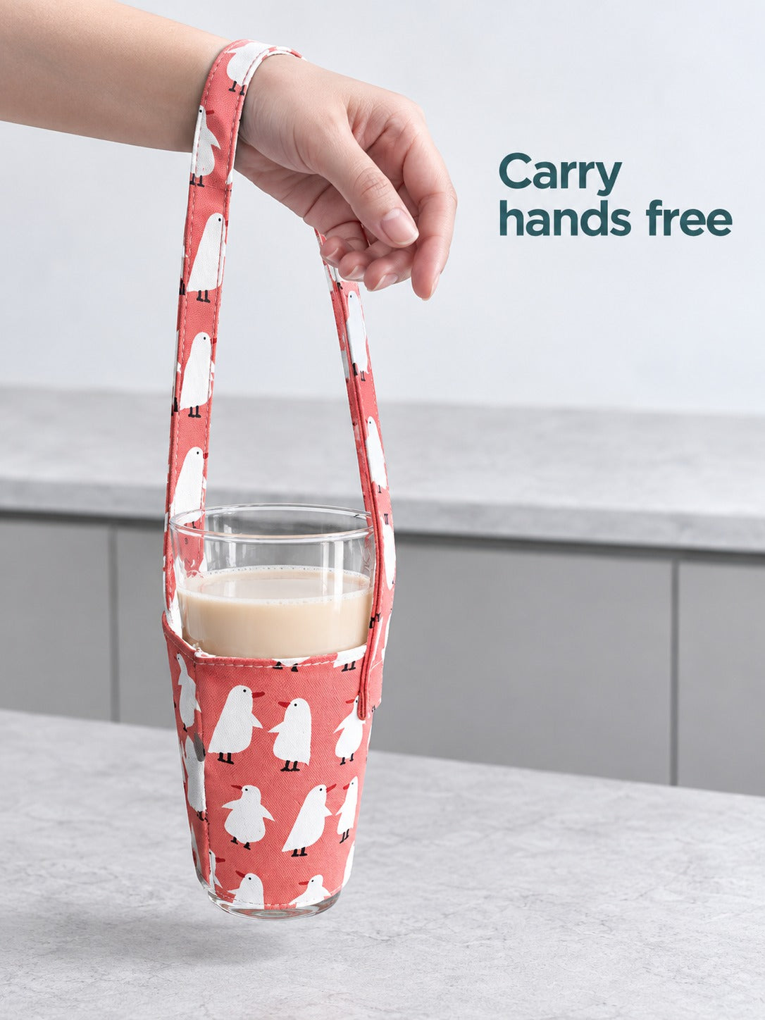 Cute Cotton Cup Carrier for Milk Tea and Juice Hands-Free