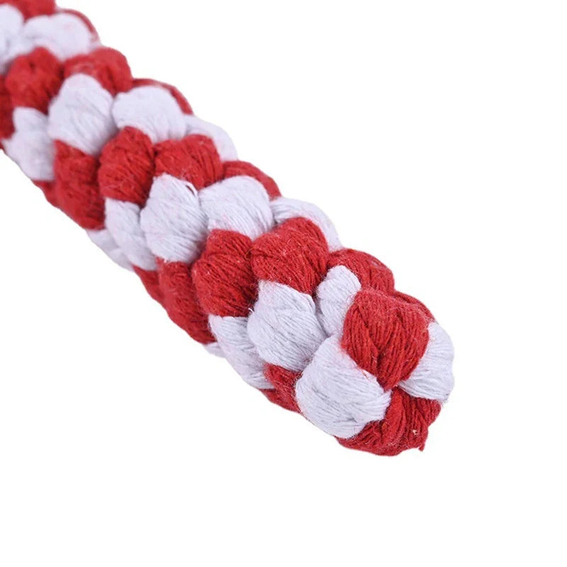 Candy Cane Cotton Rope Dog Chew Toy for Teeth Cleaning