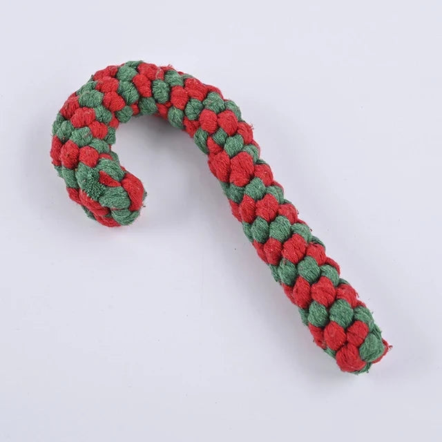 Candy Cane Cotton Rope Dog Chew Toy for Teeth Cleaning