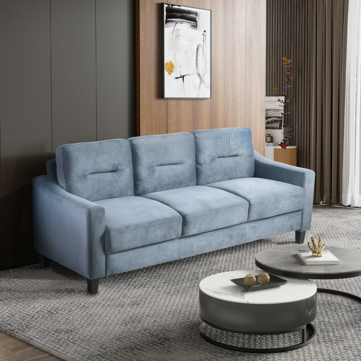 Tufted Velvet Sofa for Small Living Rooms and Bedrooms