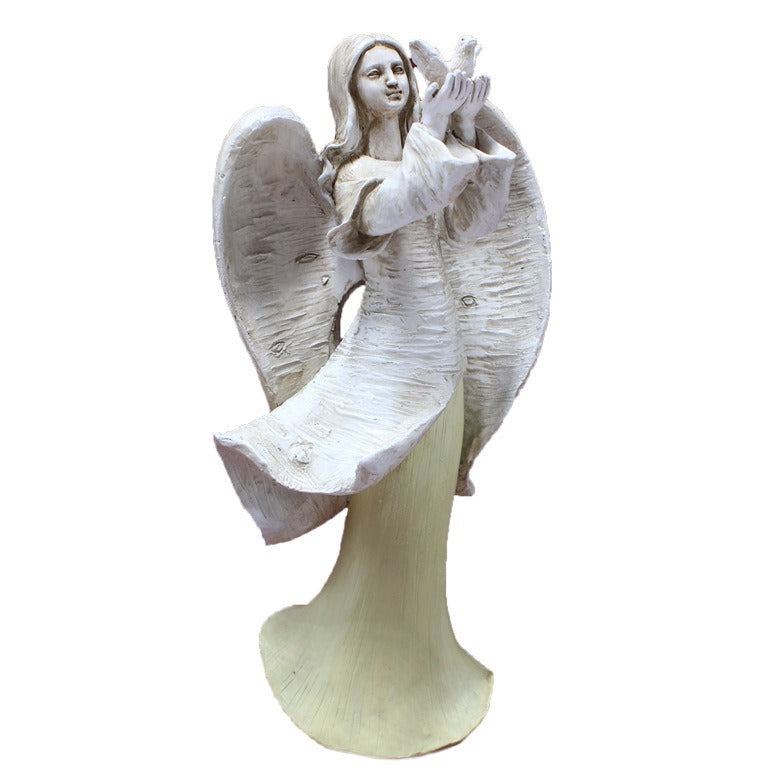 Angel Garden Statue with Dove, Resin Outdoor Decor