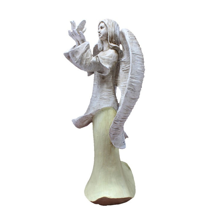 Angel Garden Statue with Dove, Resin Outdoor Decor