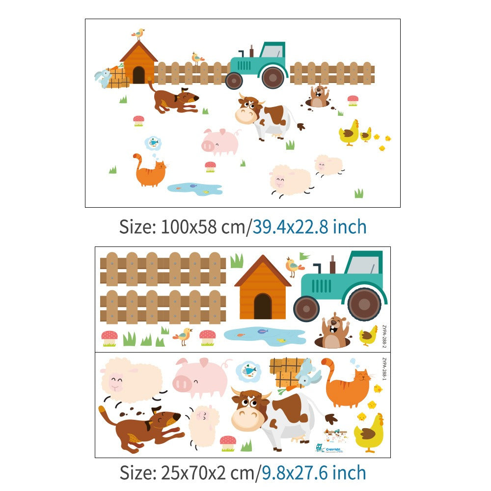 Removable Farm Animal Wall Decals for Kids' Room Decor