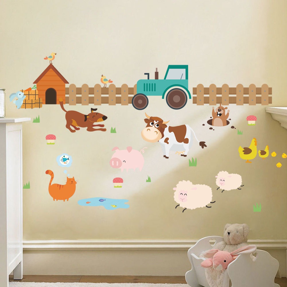 Removable Farm Animal Wall Decals for Kids' Room Decor
