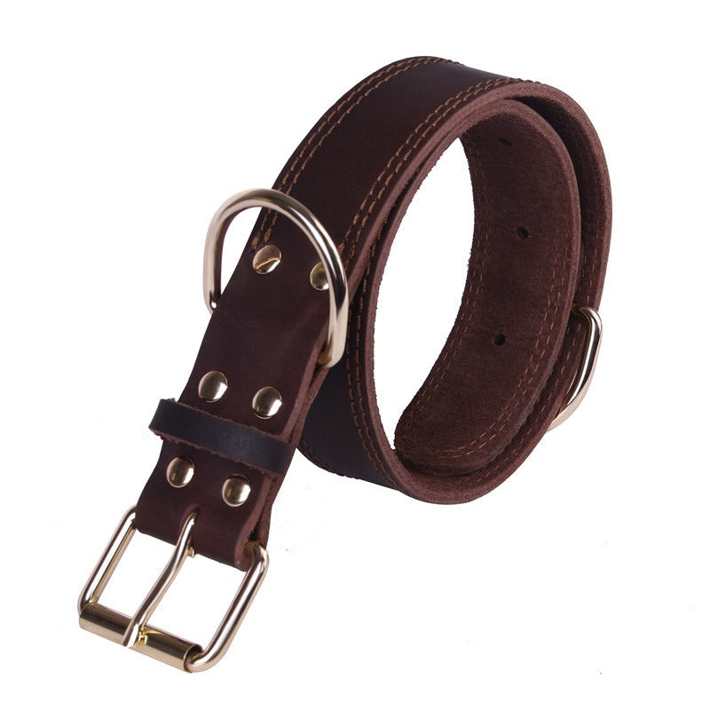 Leather Dog Collar for Large Dogs, Vintage Style