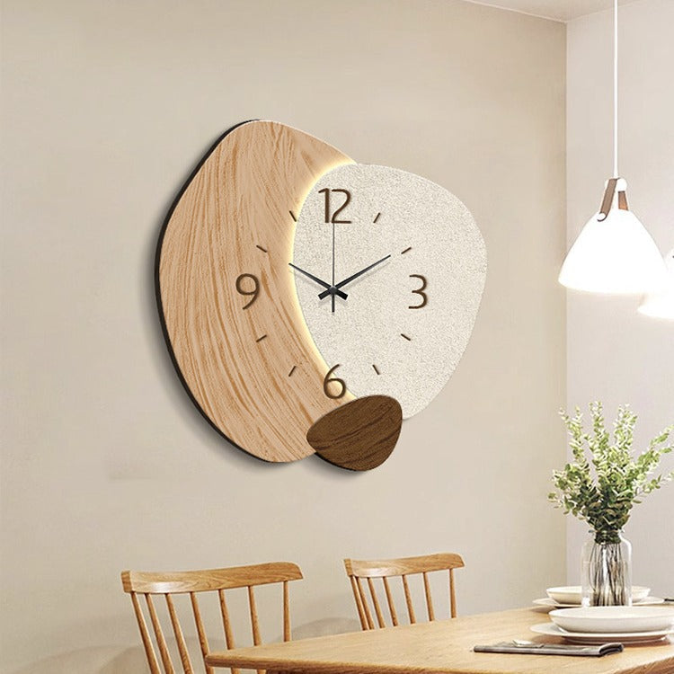 Cream Wall Clock With Warm Ambient Living Room Lighting