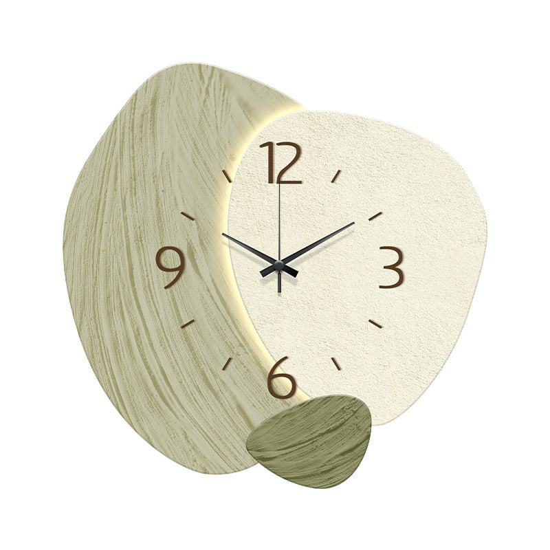 Cream Wall Clock With Warm Ambient Living Room Lighting