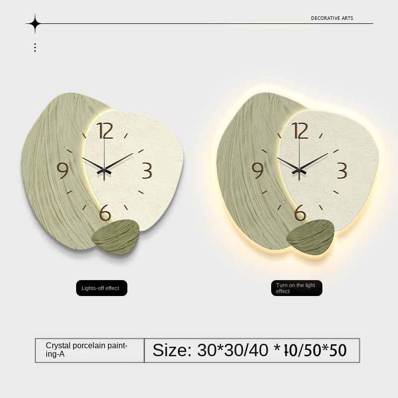 Cream Wall Clock With Warm Ambient Living Room Lighting