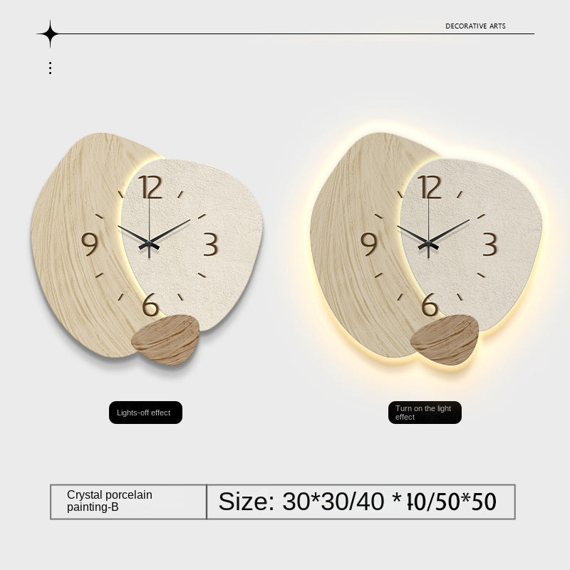 Cream Wall Clock With Warm Ambient Living Room Lighting