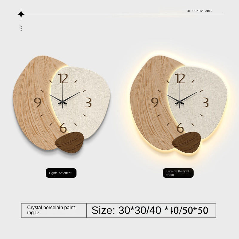 Cream Wall Clock With Warm Ambient Living Room Lighting