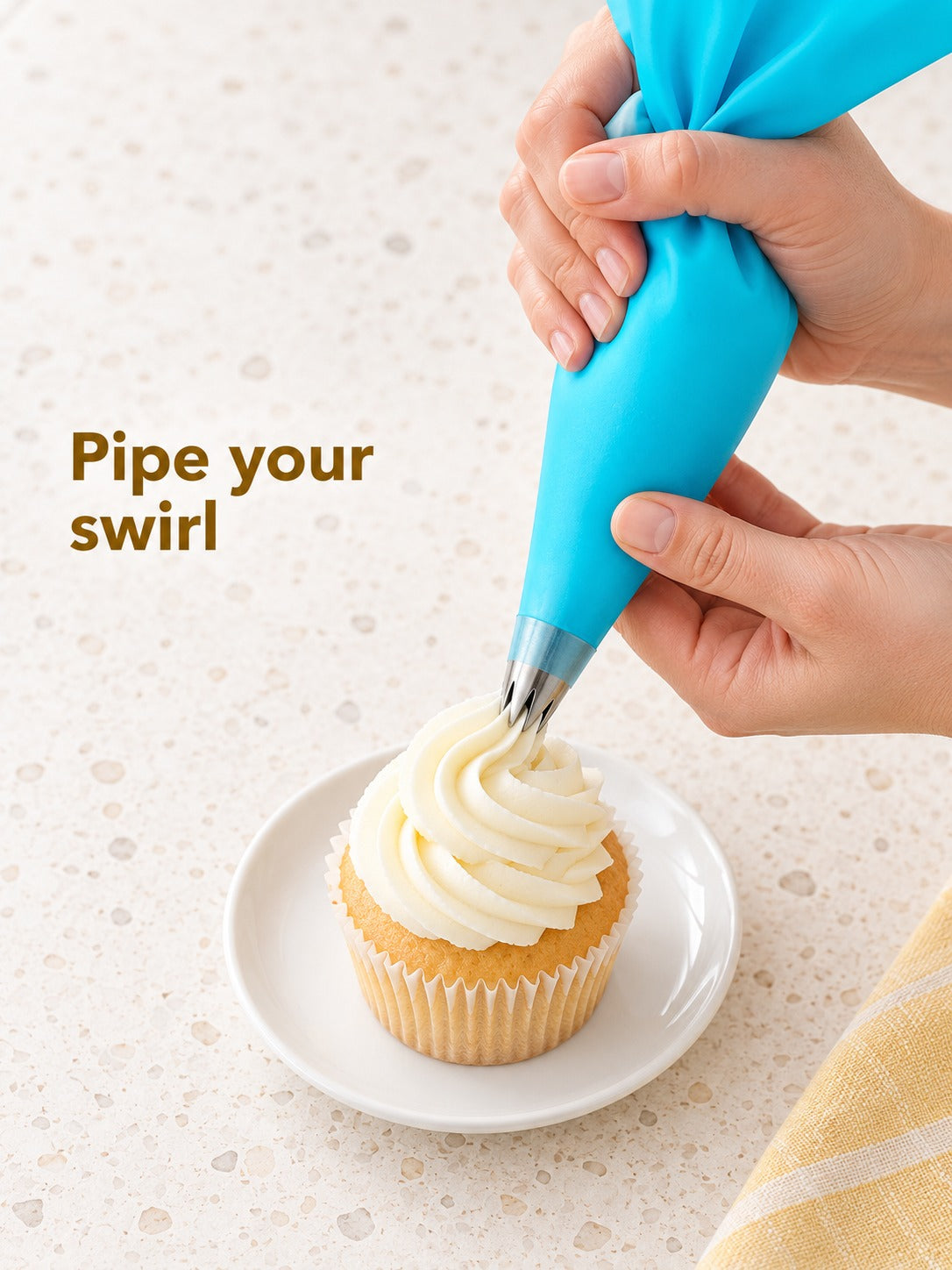 Cream Piping Tip Set: 7 Stainless Steel Tips and Bag