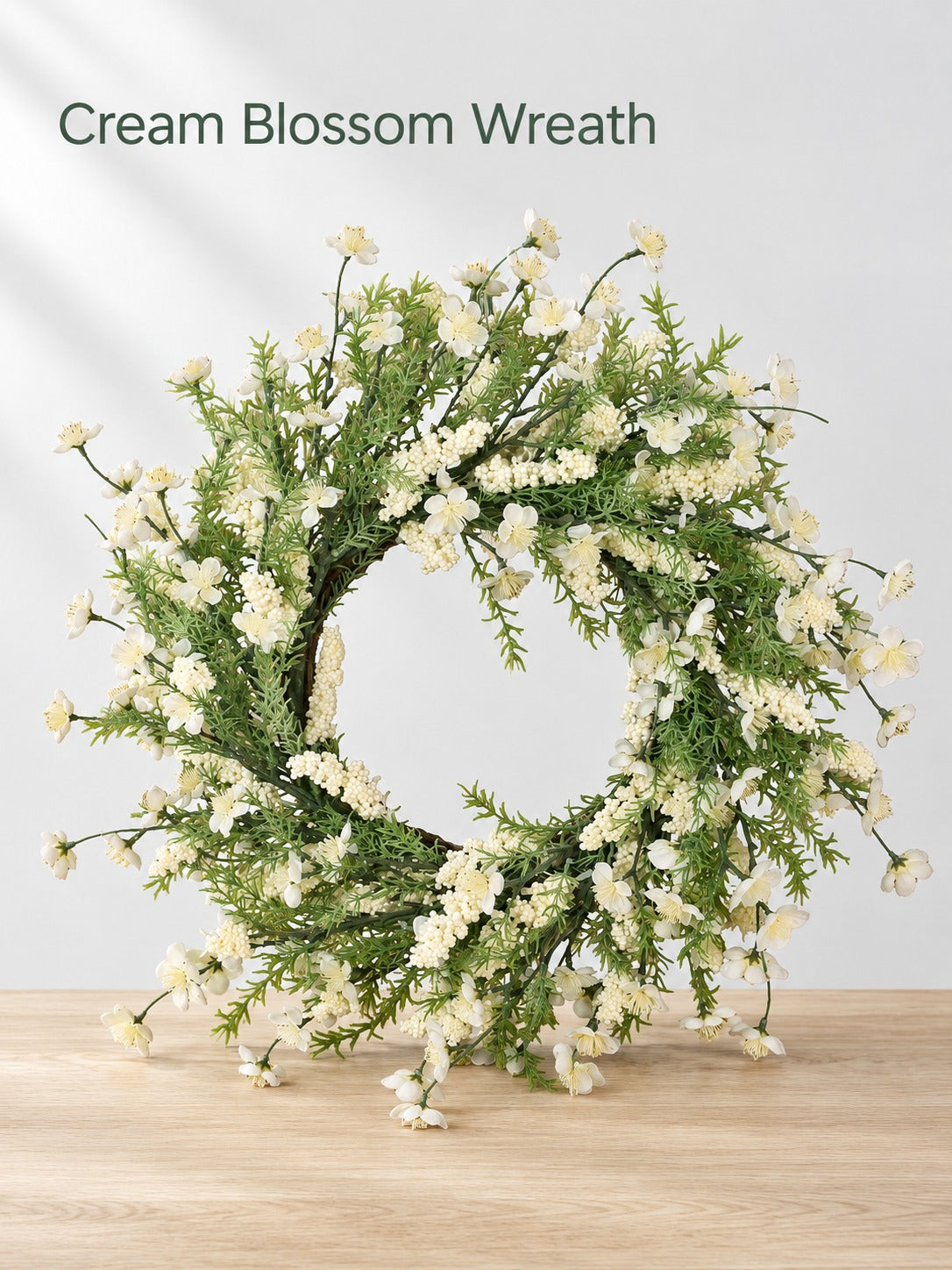 Cream Plum Blossom Wreath for Door or Wall, 30 Inch