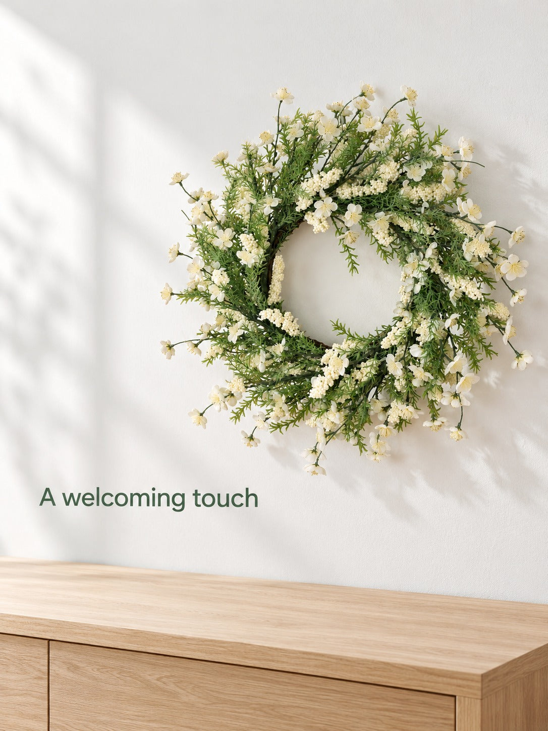 Cream Plum Blossom Wreath for Door or Wall, 30 Inch