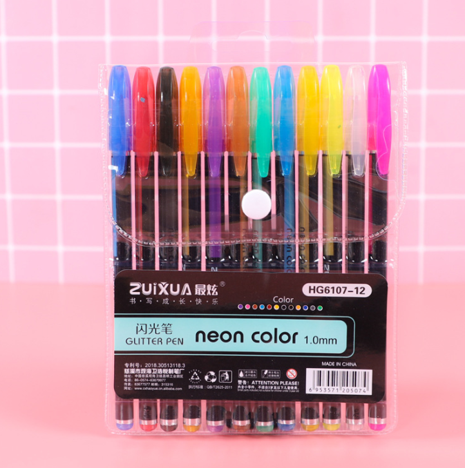 12-Color Glitter & Pastel Pens for Creative Writing