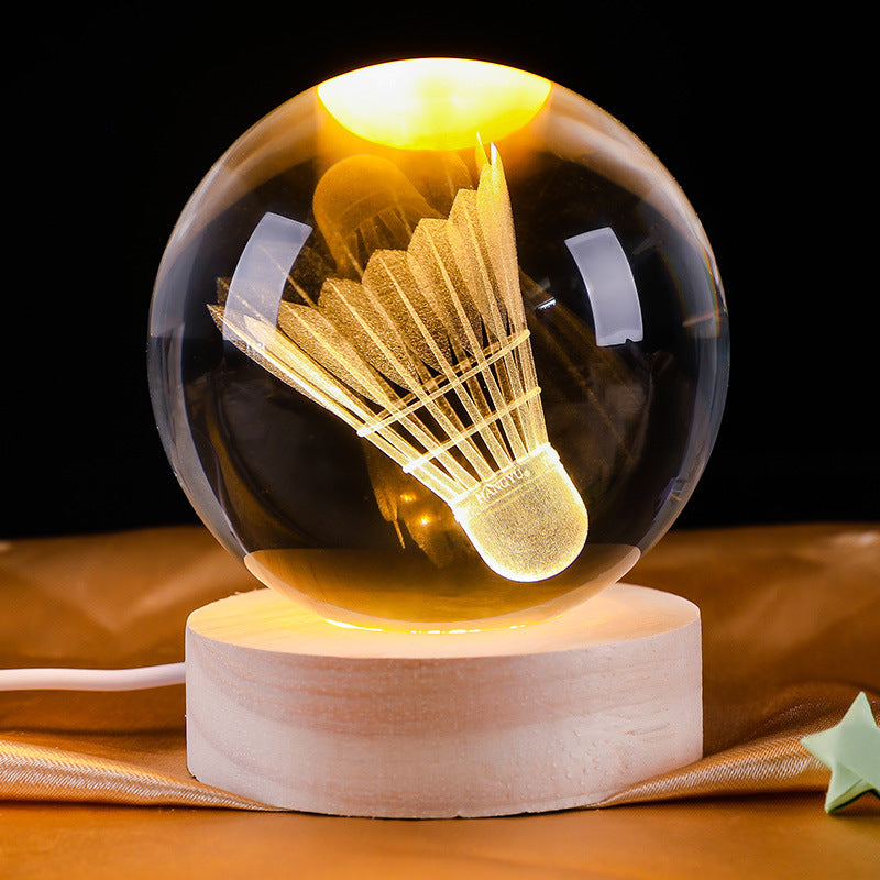 Basketball Crystal Ball Night Light Gift Decoration
