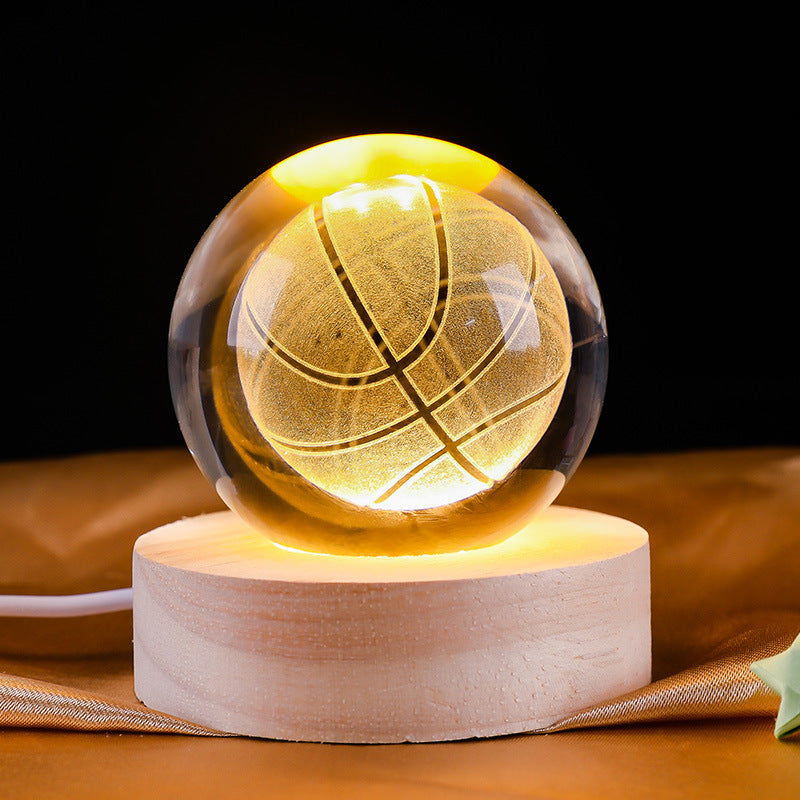 Basketball Crystal Ball Night Light Gift Decoration