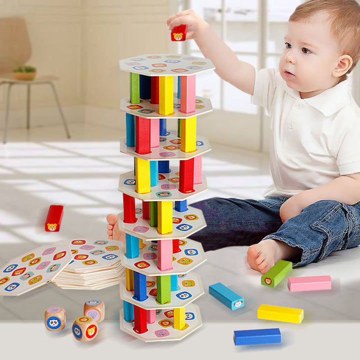 54-Piece Wooden Stacking Game for Creative Balance Play