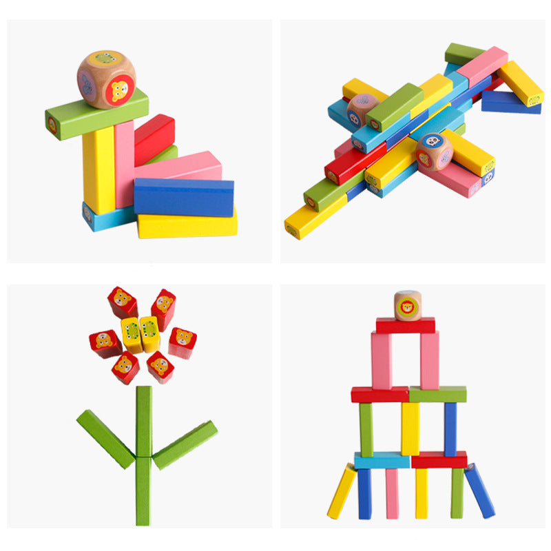 54-Piece Wooden Stacking Game for Creative Balance Play