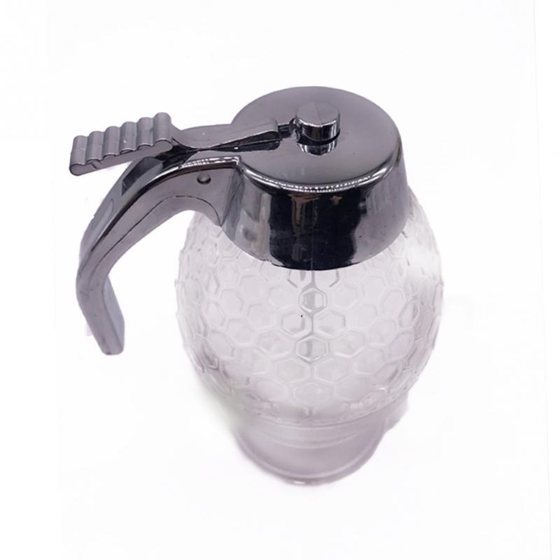 Glass Honey Dispenser 200ml, Drip-Free One-Hand Pump