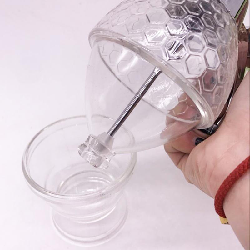 Glass Honey Dispenser 200ml, Drip-Free One-Hand Pump