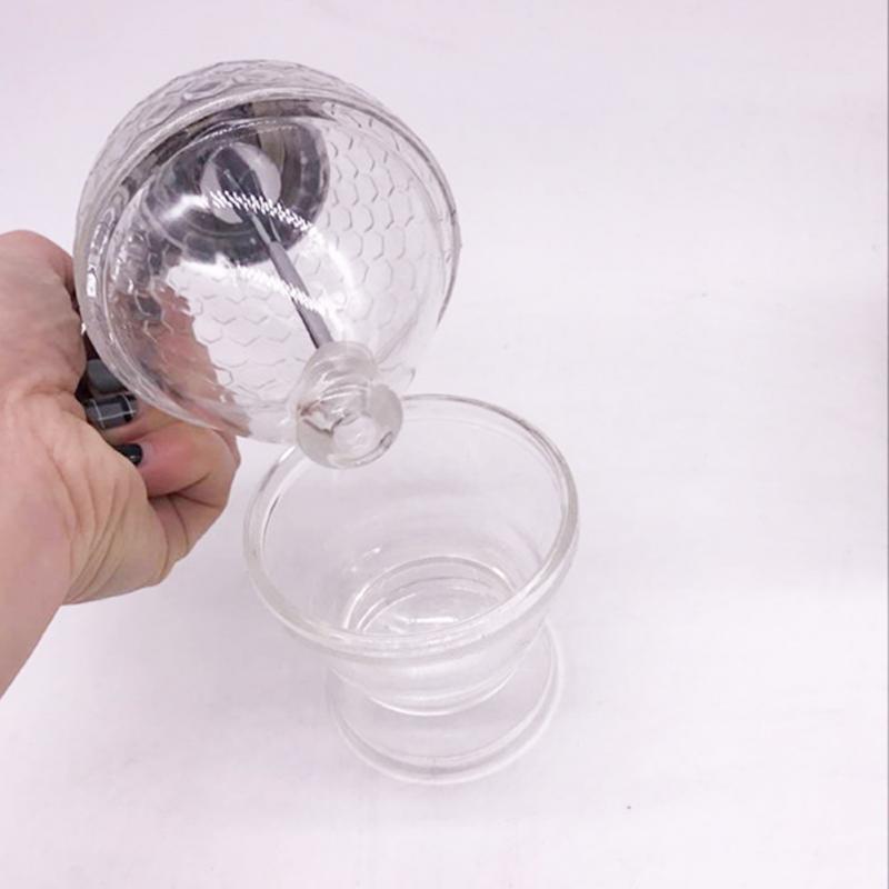 Glass Honey Dispenser 200ml, Drip-Free One-Hand Pump