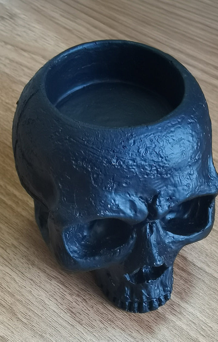 Antique Skull Candle Holder for Gothic Tabletop Decor