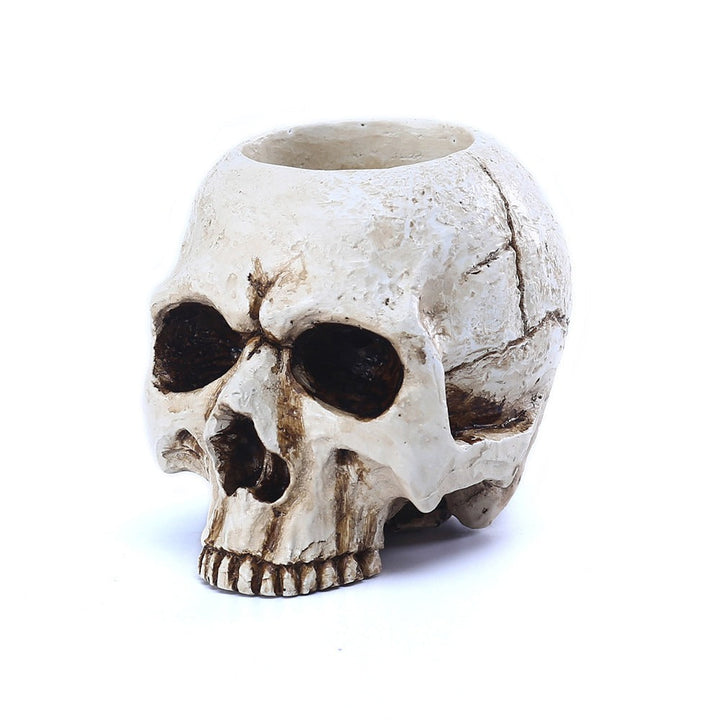 Antique Skull Candle Holder for Gothic Tabletop Decor