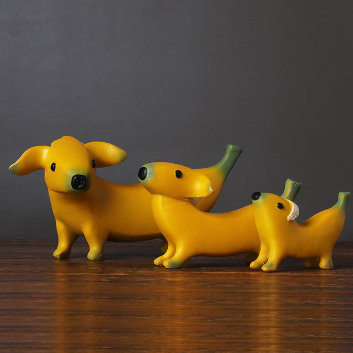 Banana Puppy Ornament for Playful Home Decor Display