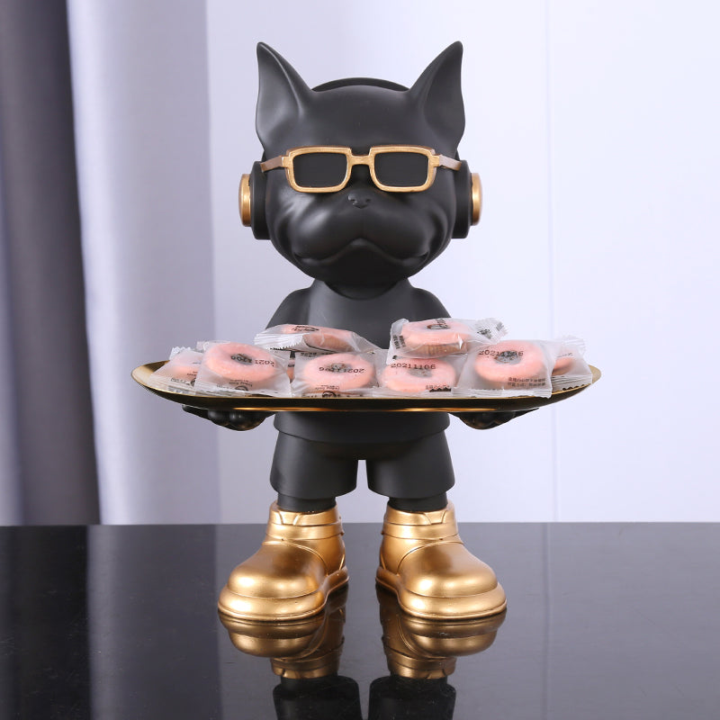 Bulldog Key Tray Sculpture with Sunglasses Décor