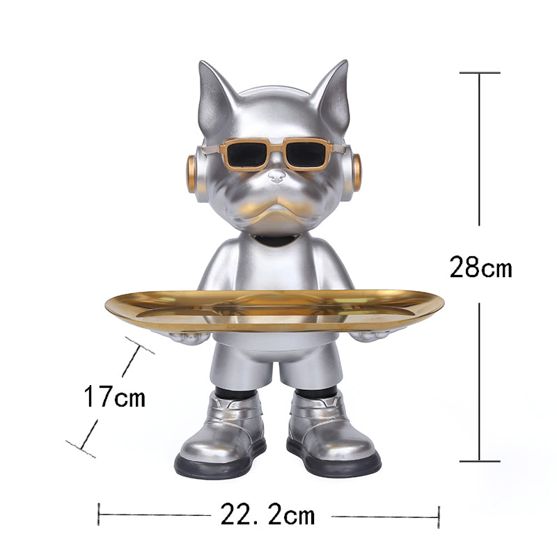 Bulldog Key Tray Sculpture with Sunglasses Décor