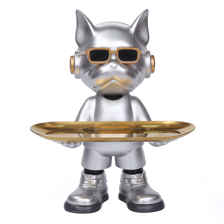 Bulldog Key Tray Sculpture with Sunglasses Décor