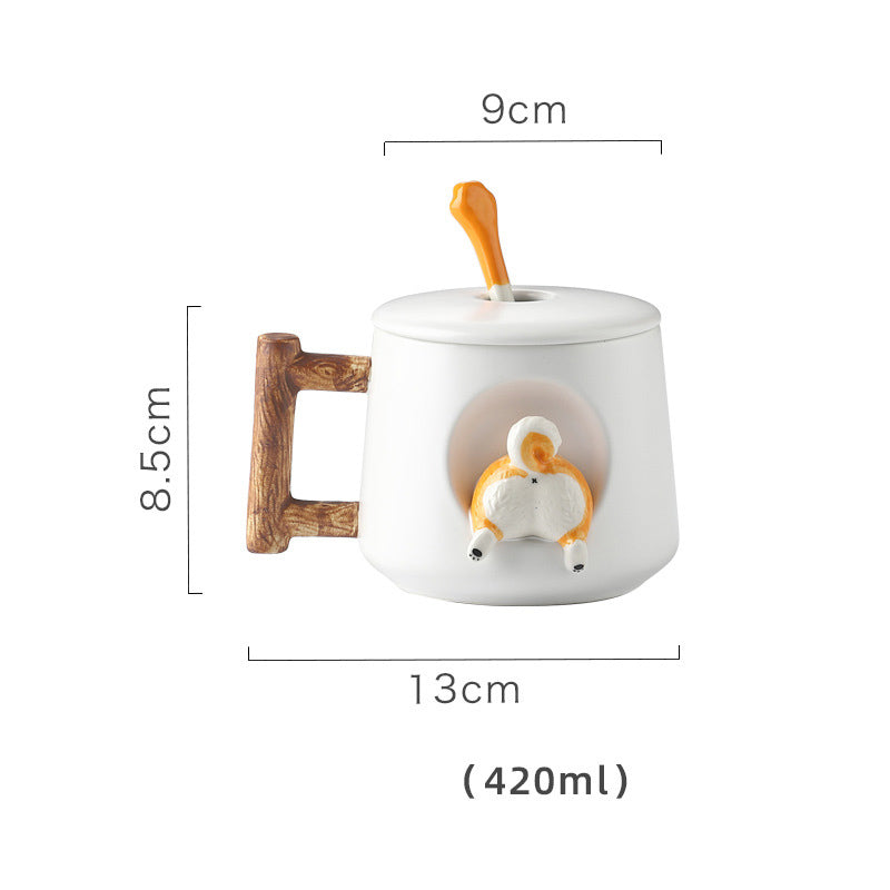 Shiba Inu Ceramic Mug With Lid and Spoon