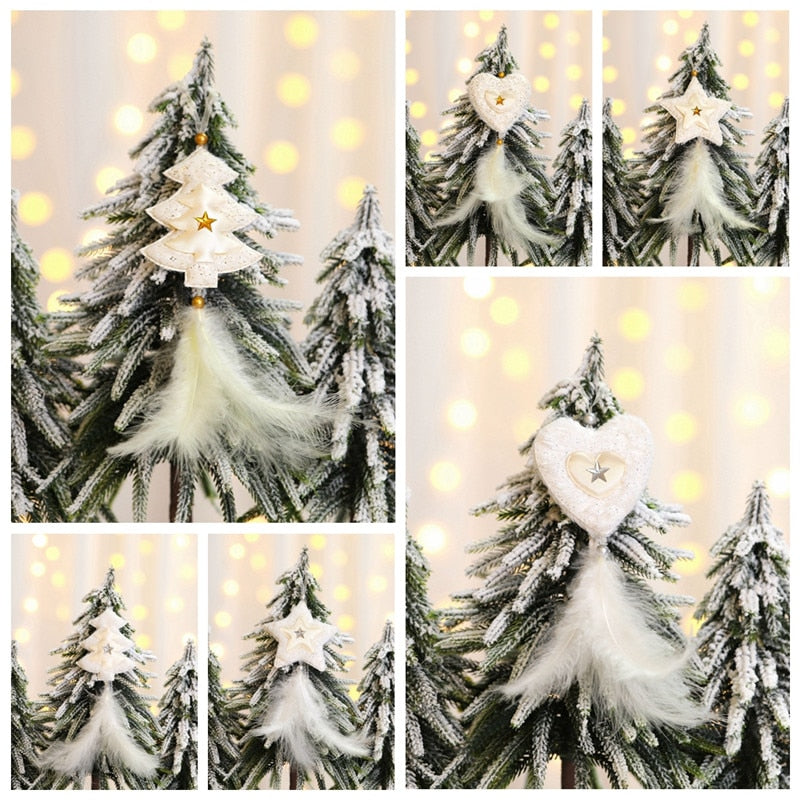 Christmas Feather Ornaments for a Soft Snowy Tree Display