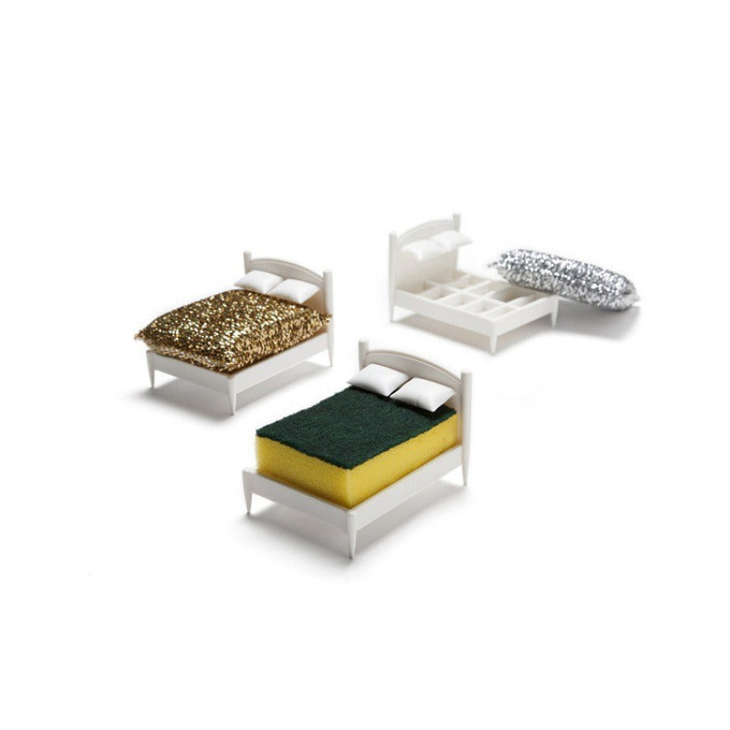 Bed-Shaped Sponge Holder for Kitchen Sink Drainage
