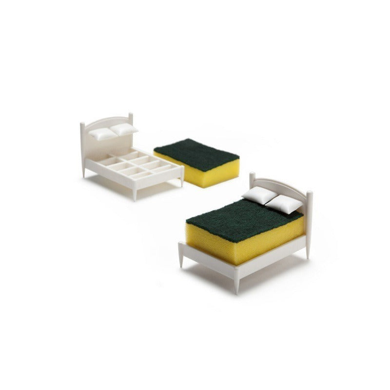 Bed-Shaped Sponge Holder for Kitchen Sink Drainage