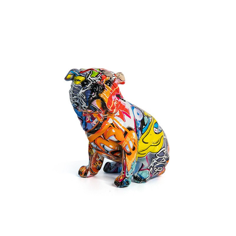 Colorful Bulldog Resin Sculpture for Playful Decor