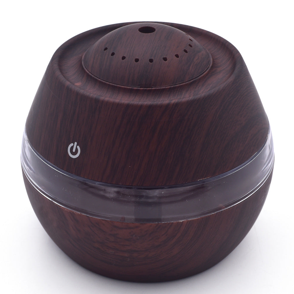 USB Wood-Grain Aroma Humidifier with Ambient LED Light