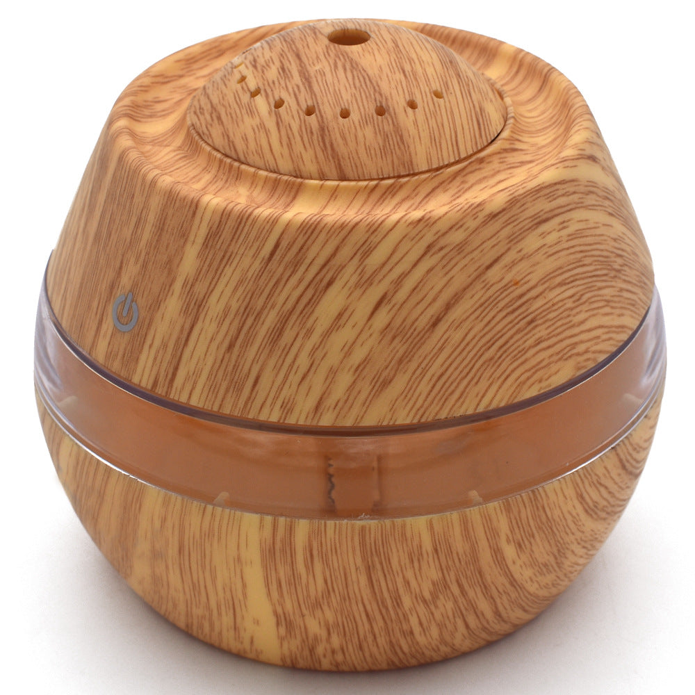 USB Wood-Grain Aroma Humidifier with Ambient LED Light