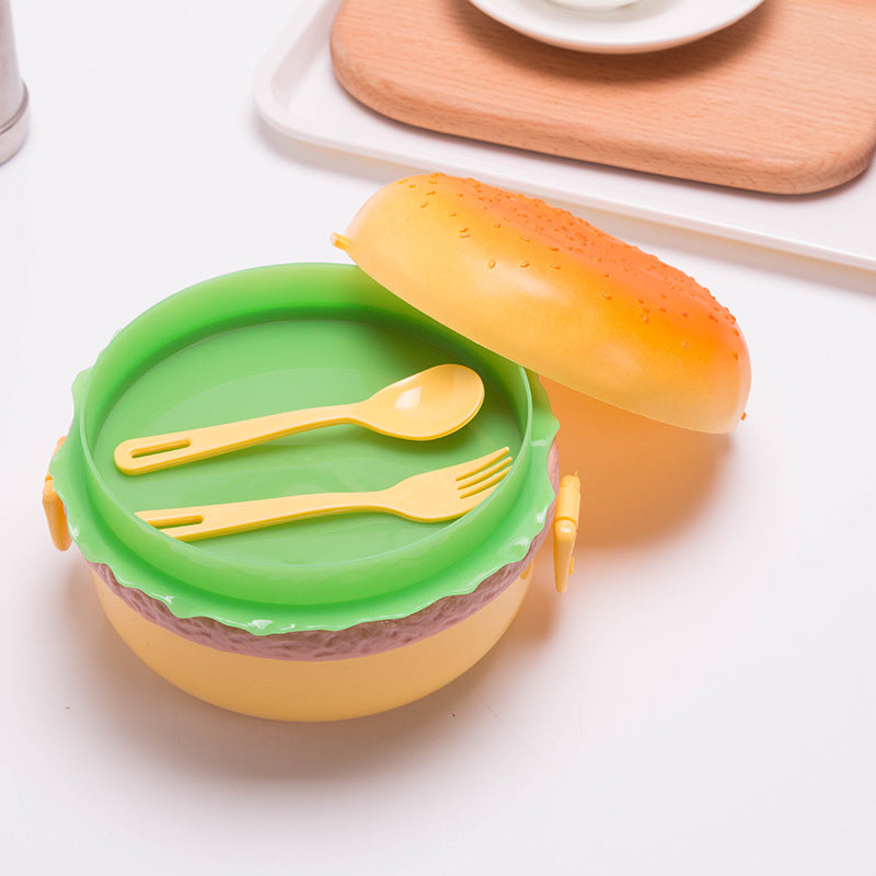Burger Lunch Box for Kids with Lettuce Tray & Utensils