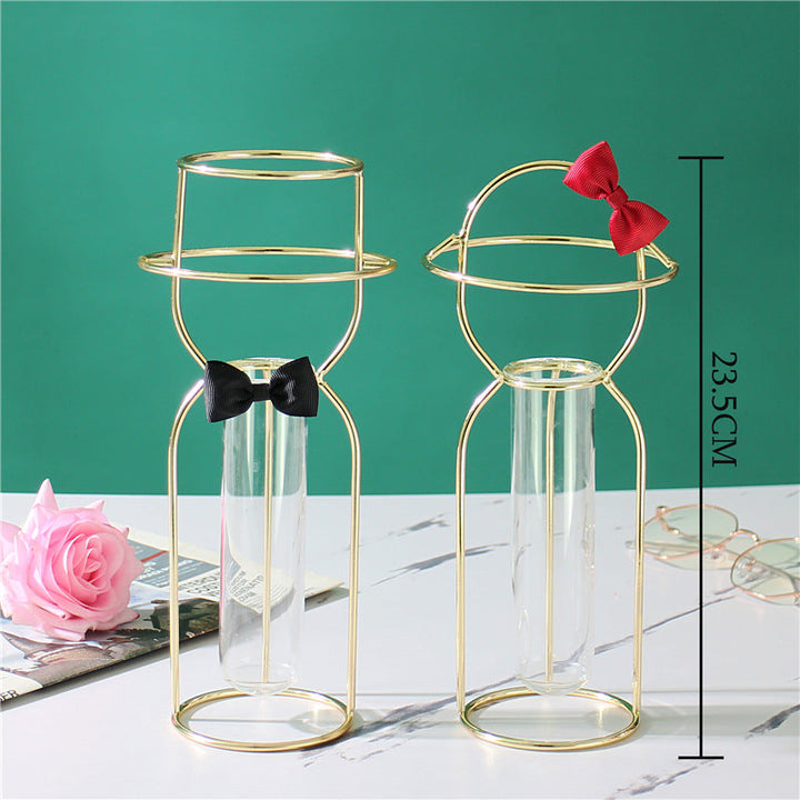 Glass Vase Set with Elegant Sculptural Tabletop Decor