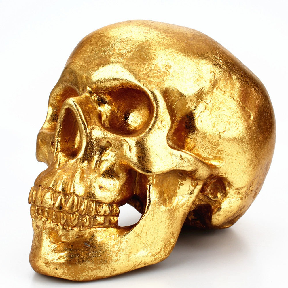 Gold Skull Piggy Bank for Gothic Desktop Decoration