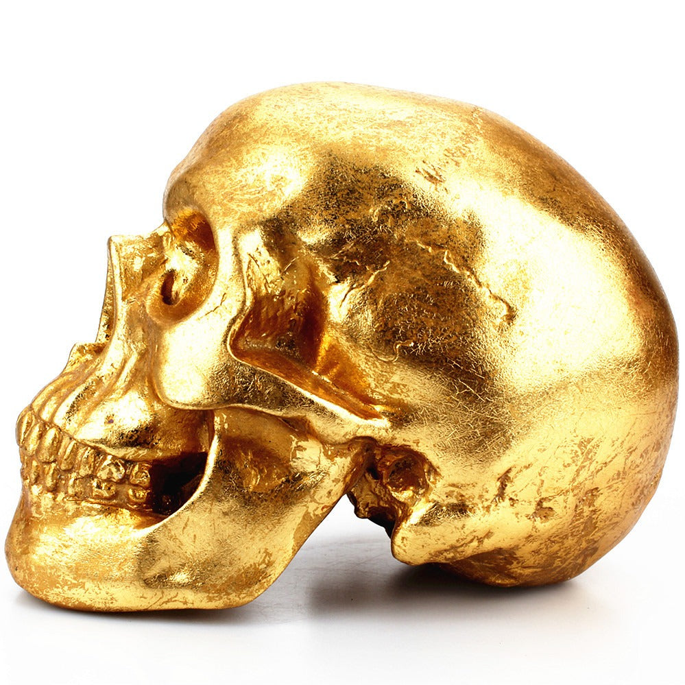 Gold Skull Piggy Bank for Gothic Desktop Decoration