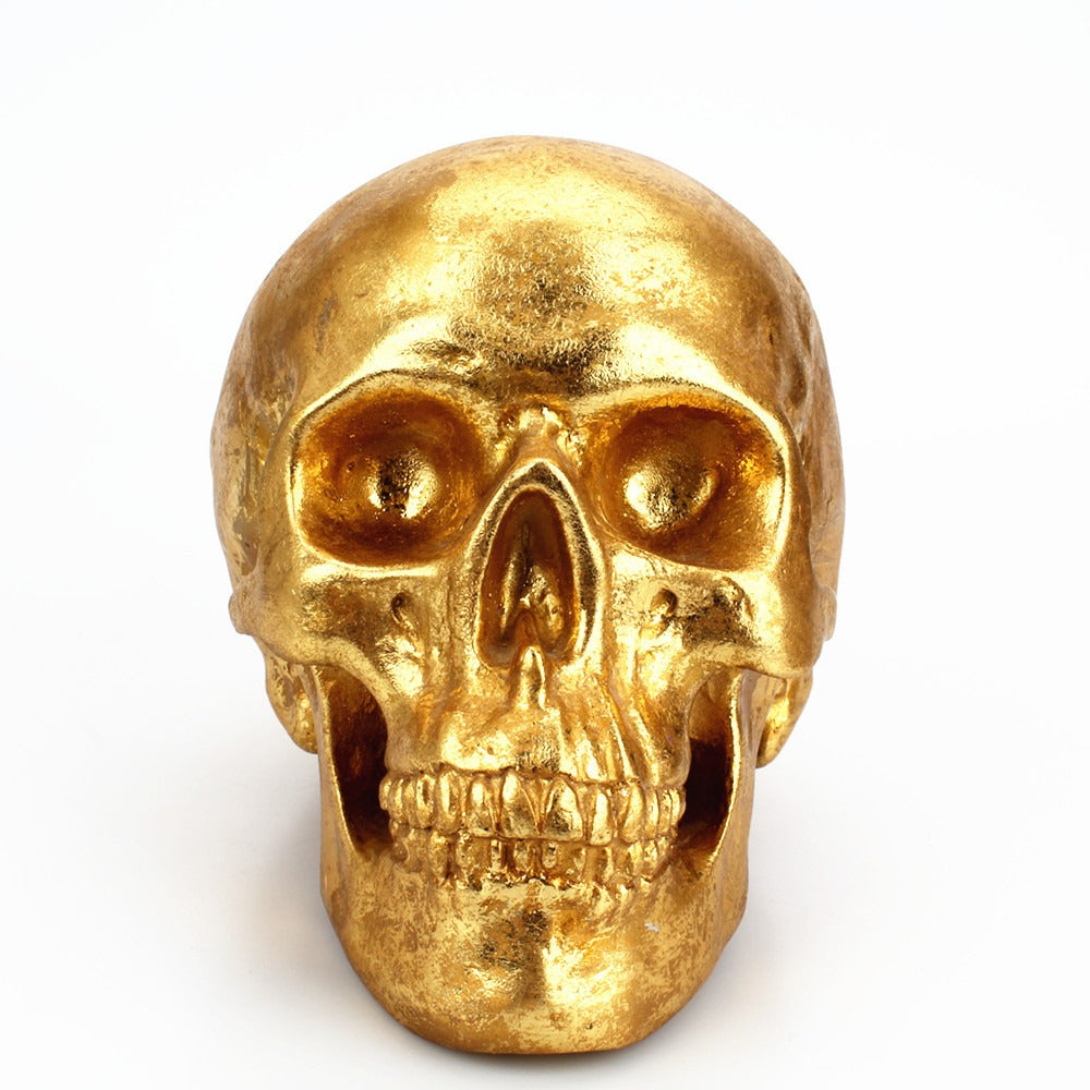 Gold Skull Piggy Bank for Gothic Desktop Decoration