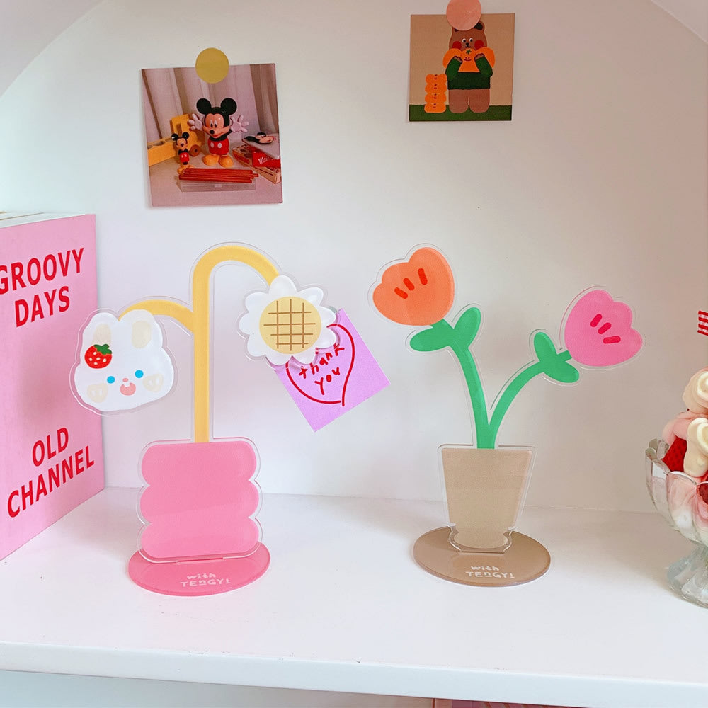Cute Cartoon Flower Desk Note Holder and Photo Clip