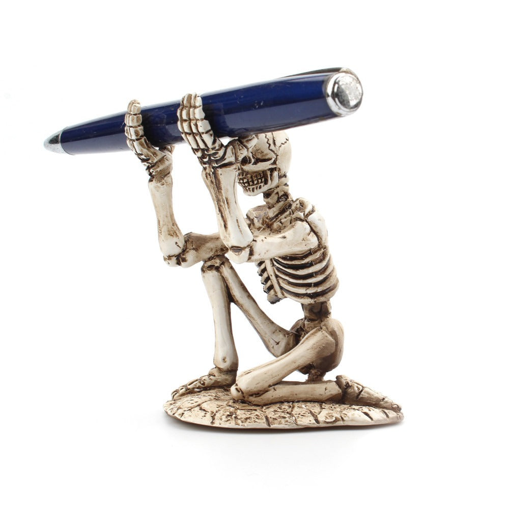 Decorative Skull Pen Holder for Gothic Desk Organization