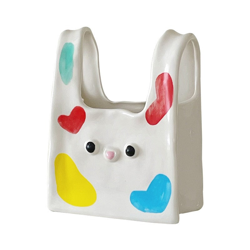 Bunny Ceramic Vase for Playful Floral Home Decor Accent